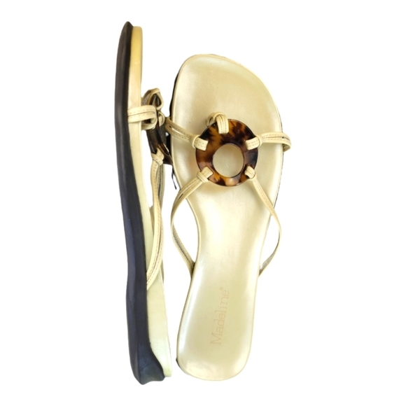 MADELINE Rubber Sole Thong Slide Strappy Tortoise sandal  9 - Picture 4 of 9